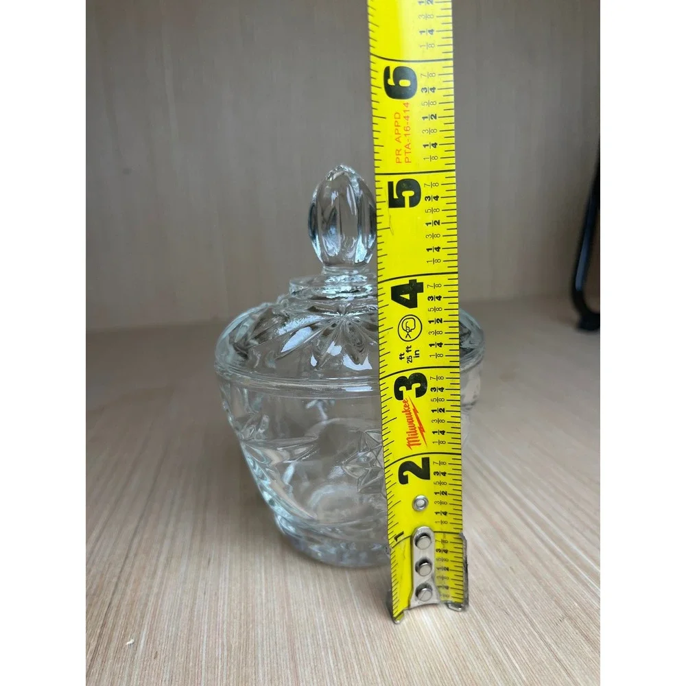 Vintage Anchor Hocking Clear Pressed Glass Starburst Lidded Sugar Bowl MCM